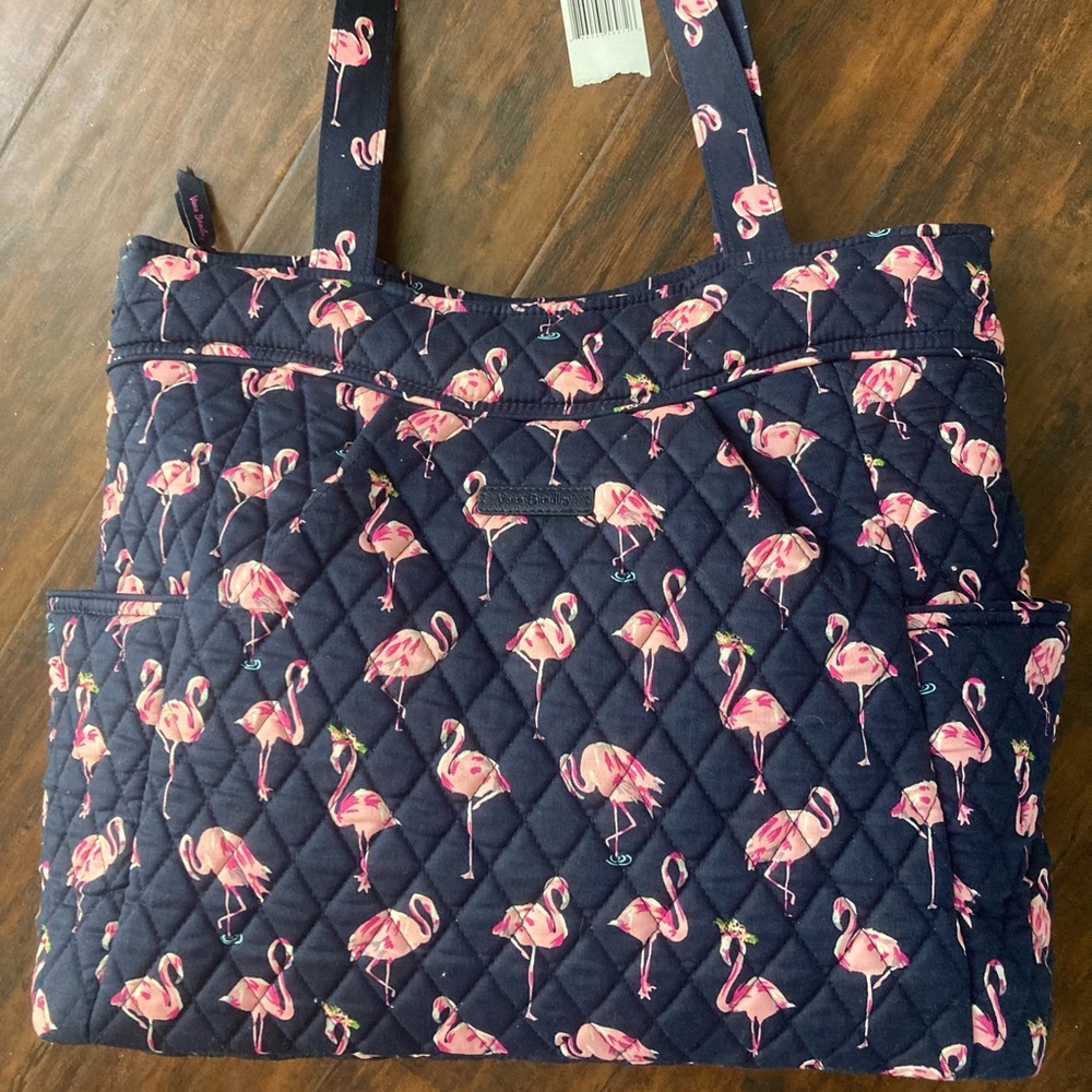 NEW WITH TAGS Vera Bradley Pleated Flamingo Tote